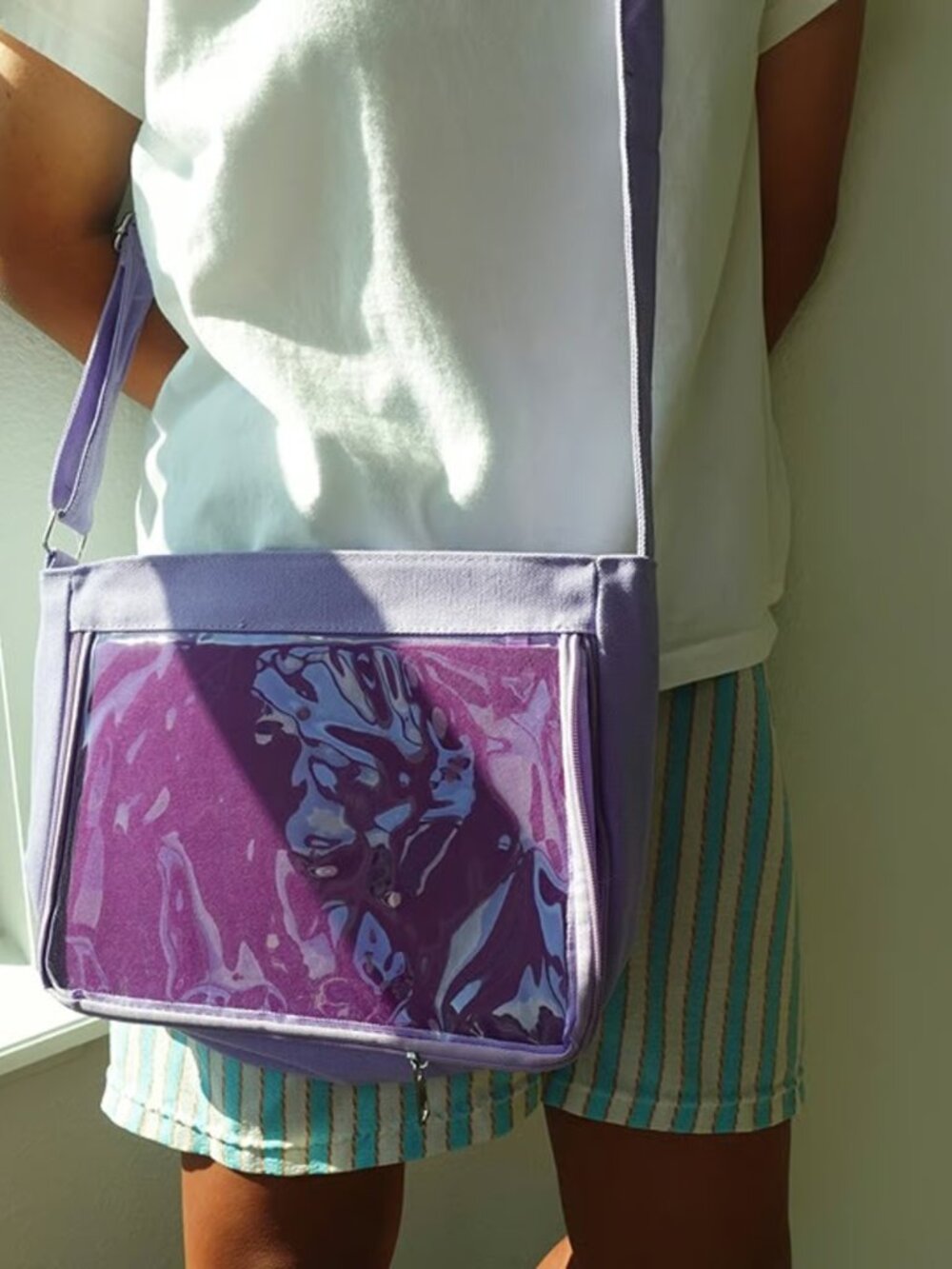 Purple Ita Bag Crossbody Pin Display Bag Kawaii Anime Convention Shoulder Bag